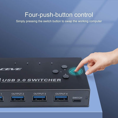 USB 3.0 Sharing Switch 4 Port, USB Switch Selector 4 Computers Sharing 4 USB Dev