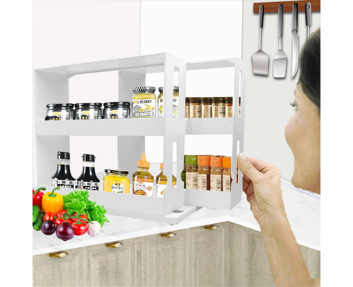 Rack Storage Slide Cabinet Organiser Pantry Kitchen Shelf Spice Jars Can Holder